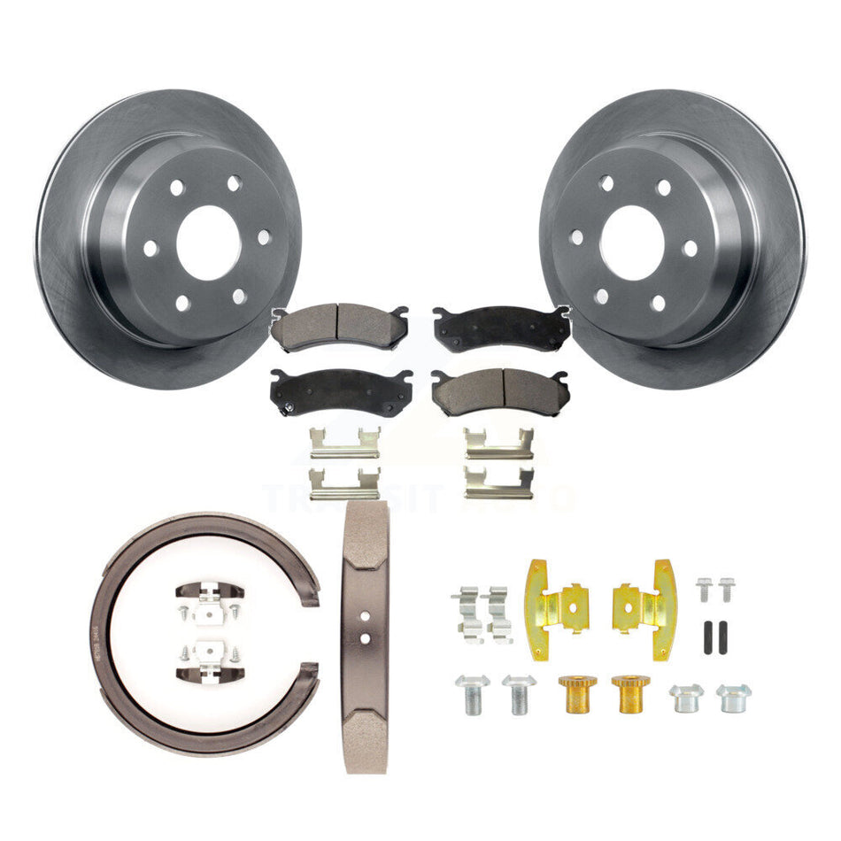 Rear Disc Rotors Semi-Metallic Pads Parking Brake Shoes And Hardware Kit For K8F-105408