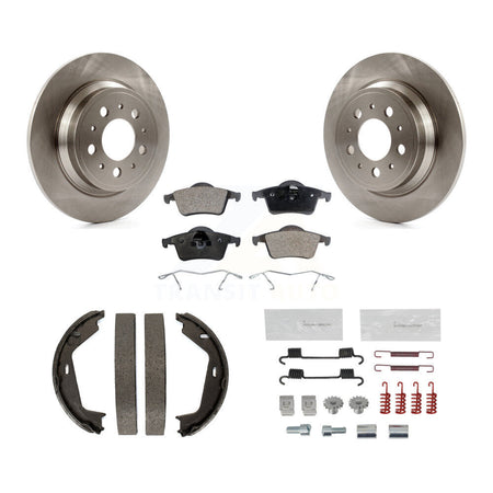 Rear Disc Rotors Semi-Metallic Pads Parking Brake Shoes And Hardware Kit For Volvo S60 K8F-105410