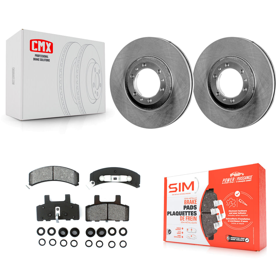 Front Disc Brake Rotors And Semi-Metallic Pads Kit For Cadillac DeVille Fleetwood 60 Special Commercial Chassis K8S-100014