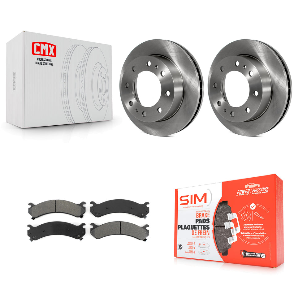 Front Brake Rotor And Semi-Metallic Pad Kit For Chevrolet Silverado 2500 HD GMC Express 3500 Sierra Cadillac DeVille Savana Hummer H2 Classic 1500 Suburban Yukon XL Avalanche K8S-100024