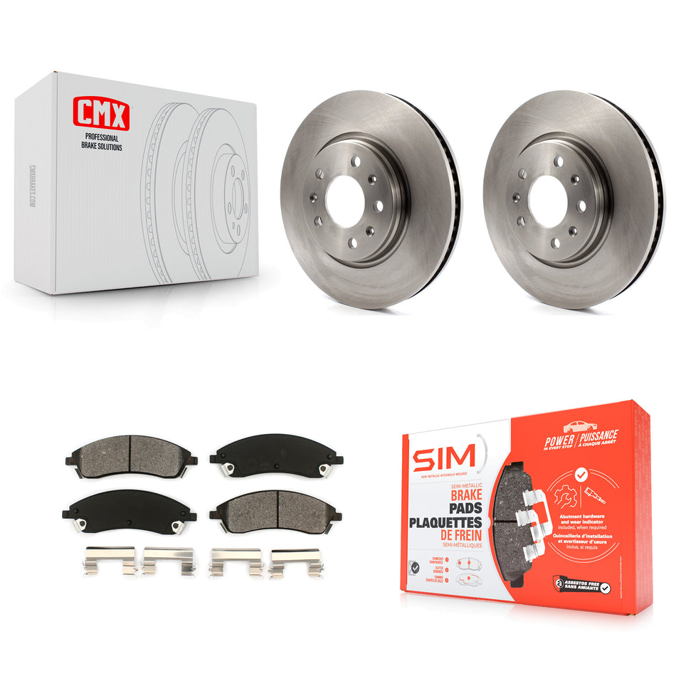 Front Disc Brake Rotors And Semi-Metallic Pads Kit For 2006-2007 Cadillac CTS Base With Sport Suspension 303mm Diameter Rotor K8S-100033