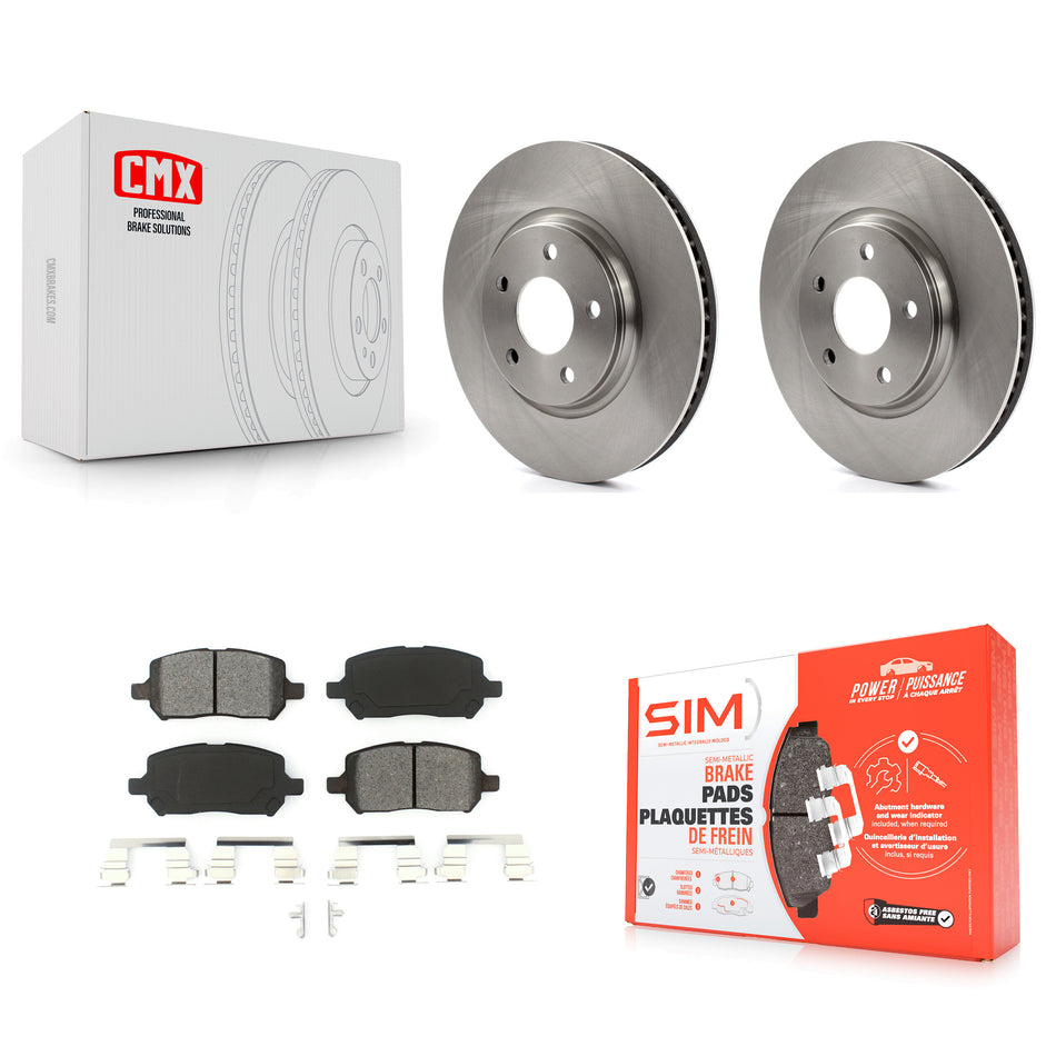 Front Disc Brake Rotors And Semi-Metallic Pads Kit For 2010 Pontiac G5 With Rear Brakes K8S-100040