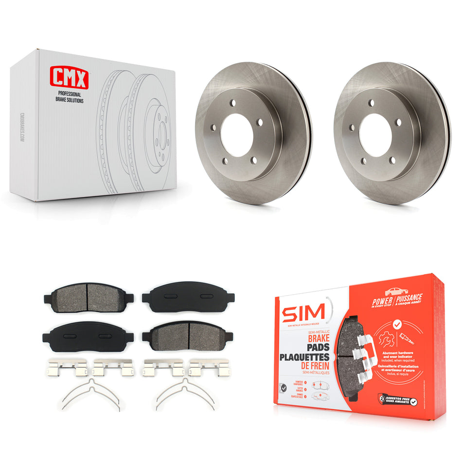 Front Disc Brake Rotors And Semi-Metallic Pads Kit For 2004 Ford F-150 4WD With 5 Lug Wheels K8S-100107