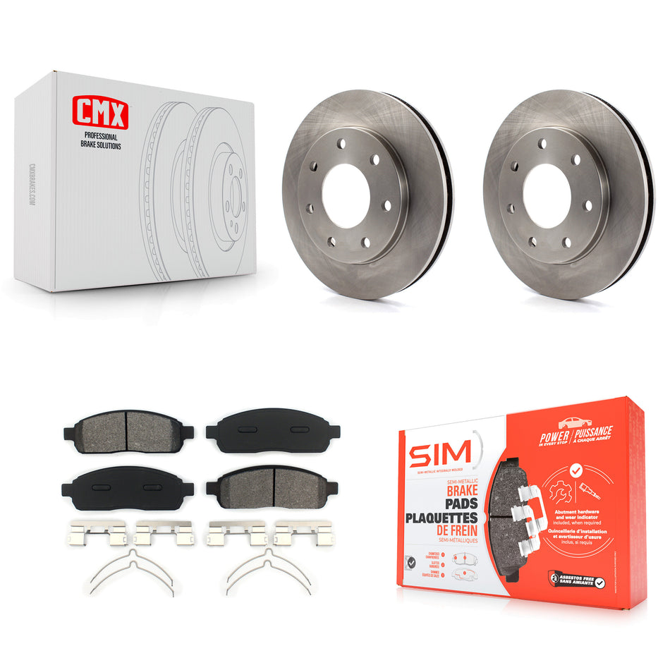Front Disc Brake Rotors And Semi-Metallic Pads Kit For 2004 Ford F-150 4WD With 7 Lug Wheels 11th Digit Of Vin Is C K8S-100110
