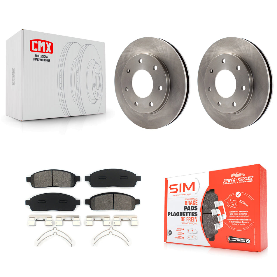 Front Disc Brake Rotors And Semi-Metallic Pads Kit For 2004 Ford F-150 4WD With 7 Lug Wheels 11th Digit Of Vin Is C K8S-100110