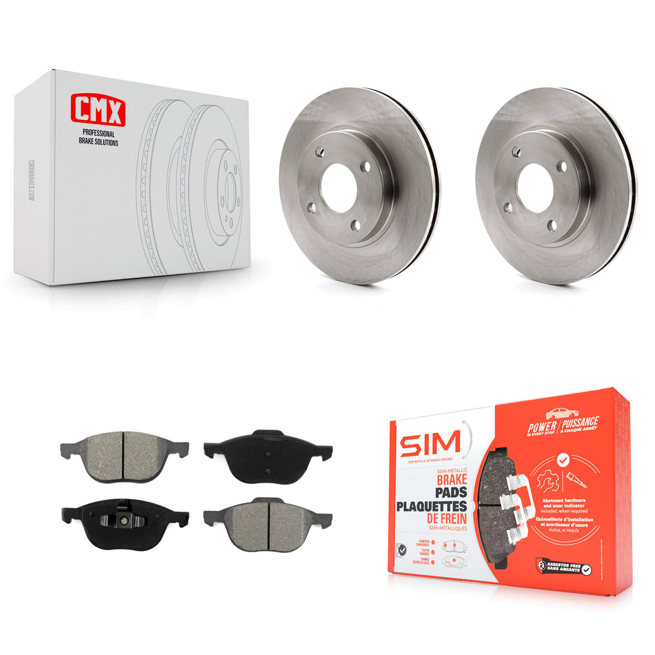 Front Disc Brake Rotors And Semi-Metallic Pads Kit For 2004 Ford Focus LX Mid High SE ZTS ZTW ZX3 ZX5 From 04 05 K8S-100120