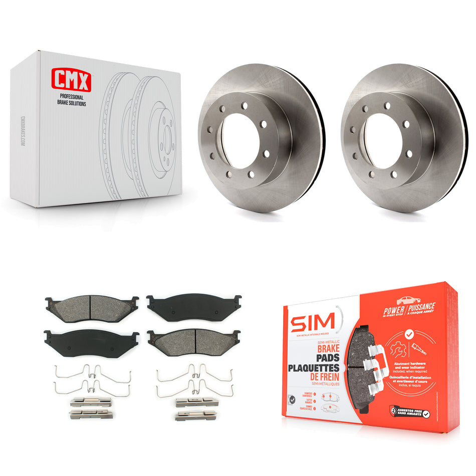 Front Disc Brake Rotors And Semi-Metallic Pads Kit For Ford E-550 Super Duty F-450 F-550 Econoline K8S-100124