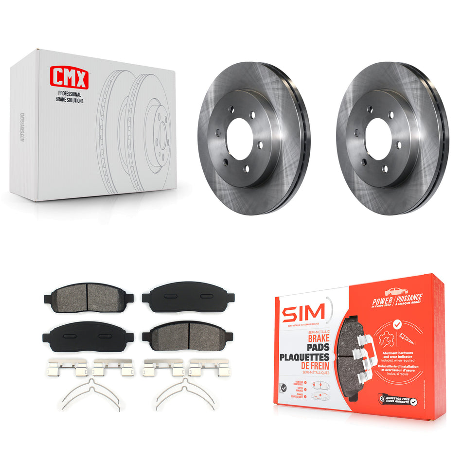 Front Disc Brake Rotors And Semi-Metallic Pads Kit For Ford F-150 Lincoln Mark LT With 6 Lug Wheels 4WD K8S-100133
