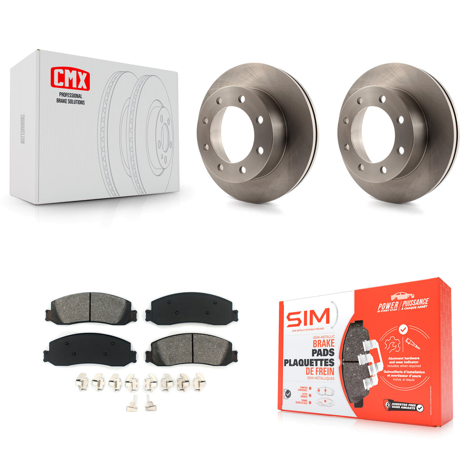 Front Disc Brake Rotors And Semi-Metallic Pads Kit For 2011 Ford F-350 Super Duty 4WD With Dual Rear Wheels K8S-100149