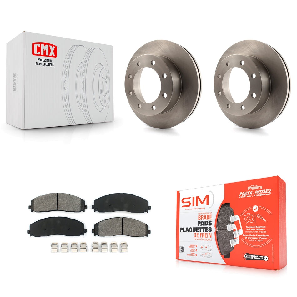 Front Disc Brake Rotors And Semi-Metallic Pads Kit For 2013 Ford F-350 Super Duty 4WD With Dual Rear Wheels K8S-100150