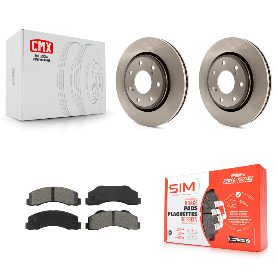 Front Disc Brake Rotors And Semi-Metallic Pads Kit For 2010-2014 Ford F-150 With 7 Lug Wheels K8S-100169