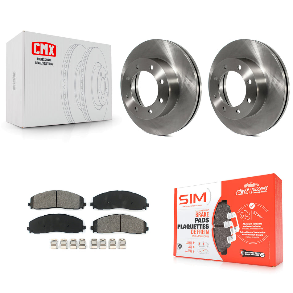 Front Disc Brake Rotors And Semi-Metallic Pads Kit For Ford F-250 Super Duty F-350 F-450 K8S-100176