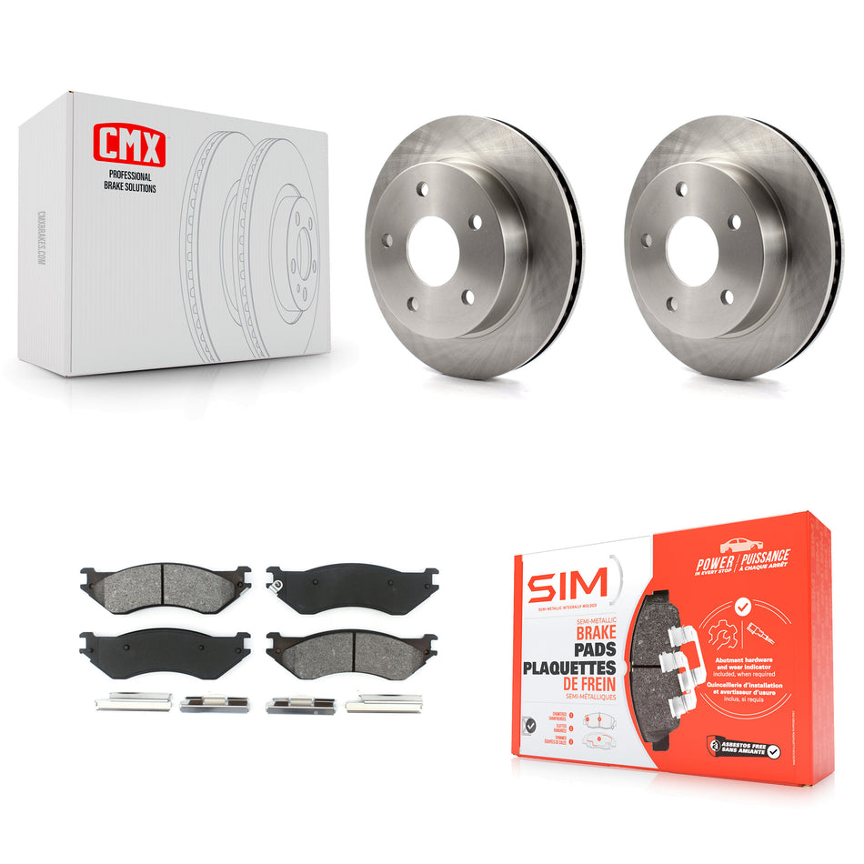 Front Disc Brake Rotors And Semi-Metallic Pads Kit For 2000-2001 Dodge Ram 1500 4WD K8S-100201