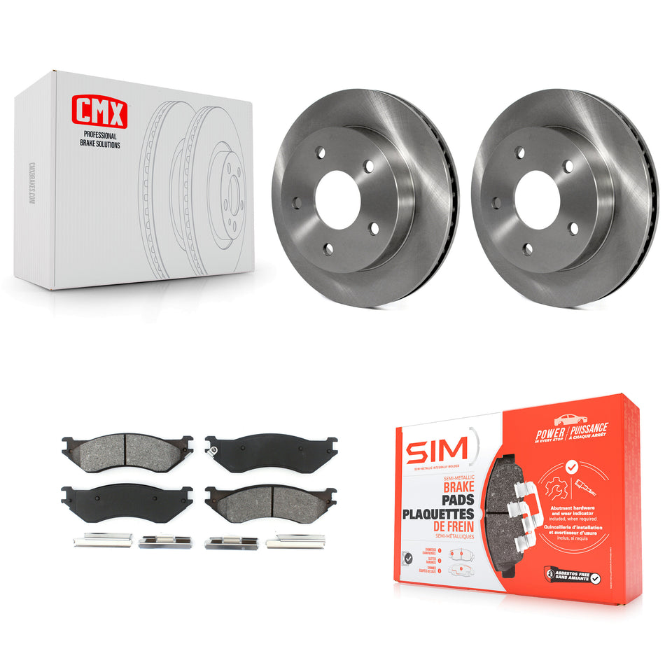 Front Disc Brake Rotors And Semi-Metallic Pads Kit For 2000-2001 Dodge Ram 1500 RWD K8S-100202