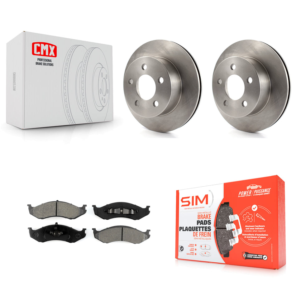 Front Disc Brake Rotors And Semi-Metallic Pads Kit For Jeep Wrangler Cherokee Grand Wagoneer TJ K8S-100206