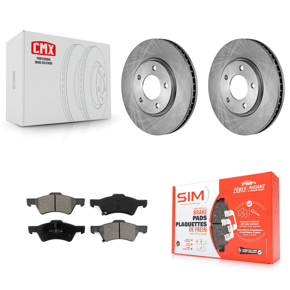 Front Disc Brake Rotors And Semi-Metallic Pads Kit For Dodge Grand Caravan Chrysler Town & Country Voyager K8S-100213