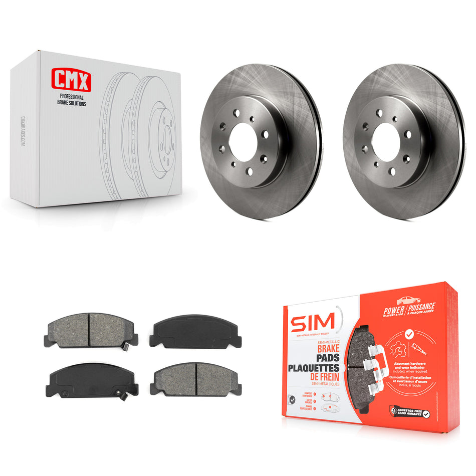 Front Disc Brake Rotors And Semi-Metallic Pads Kit For 1997 Honda Civic LX with 4-Wheel ABS K8S-100259