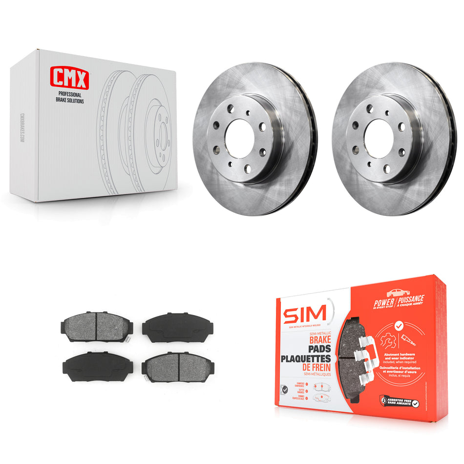 Front Disc Brake Rotors And Semi-Metallic Pads Kit For 1994-1995 Honda Civic EX with Sedan Non-ABS K8S-100269
