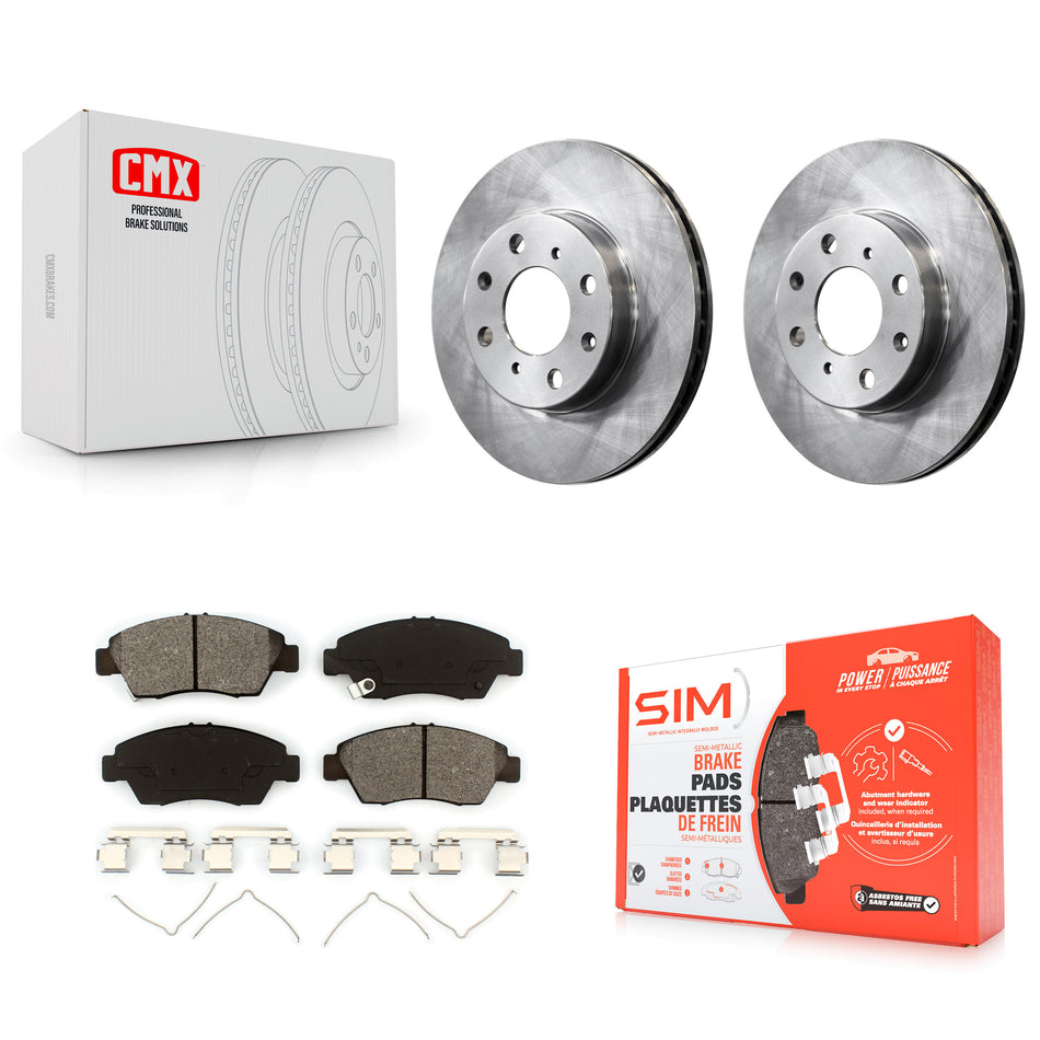 Front Disc Brake Rotors And Semi-Metallic Pads Kit For Honda Civic K8S-100270