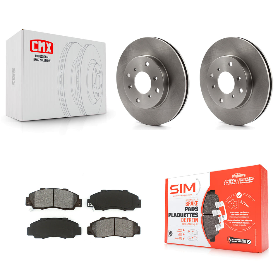 Front Disc Brake Rotors And Semi-Metallic Pads Kit For 1993-1994 Honda Prelude VTEC K8S-100316