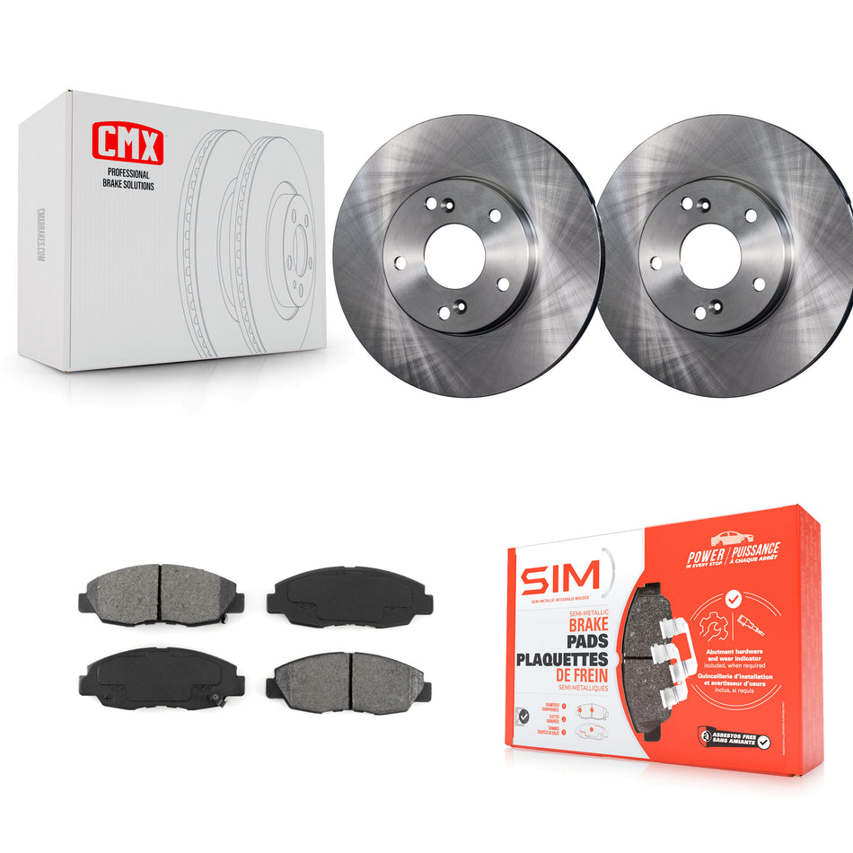 Front Disc Brake Rotors And Semi-Metallic Pads Kit For 2014-2015 Honda Civic Touring K8S-100317