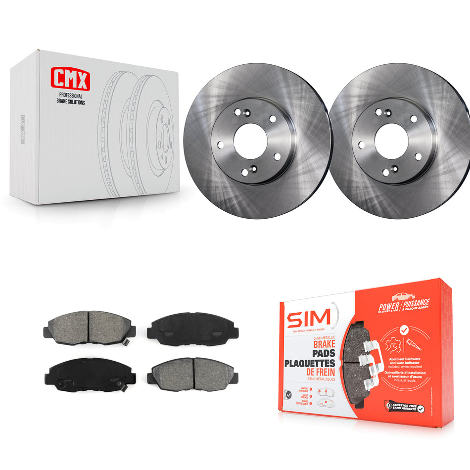 Front Disc Brake Rotors And Semi-Metallic Pads Kit For 2011 Honda Civic GX K8S-100318