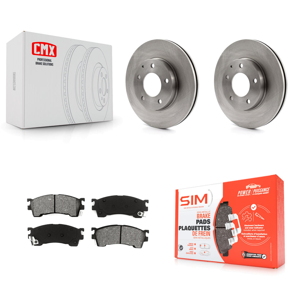 Front Disc Brake Rotors And Semi-Metallic Pads Kit For 2002 Mazda 626 2.5L with Drum rear brakes K8S-100334