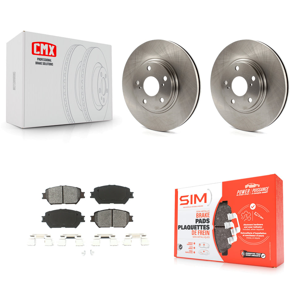 Front Disc Brake Rotors And Semi-Metallic Pads Kit For 2002-2004 Toyota Camry With 296mm Diameter Rotor Stepped Hat Design K8S-100349