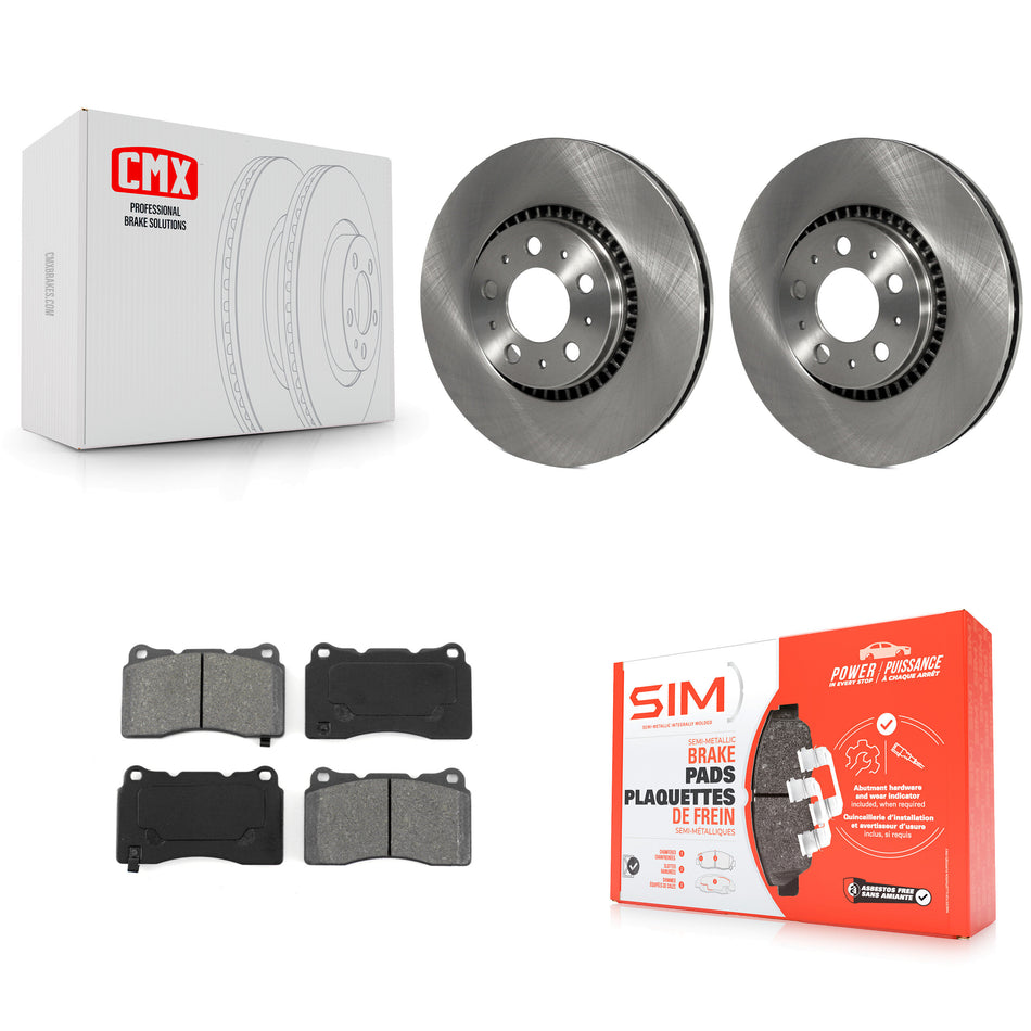 Front Disc Brake Rotors And Semi-Metallic Pads Kit For 2005-2007 Volvo V70 R With 305mm Diameter Rotor K8S-100377