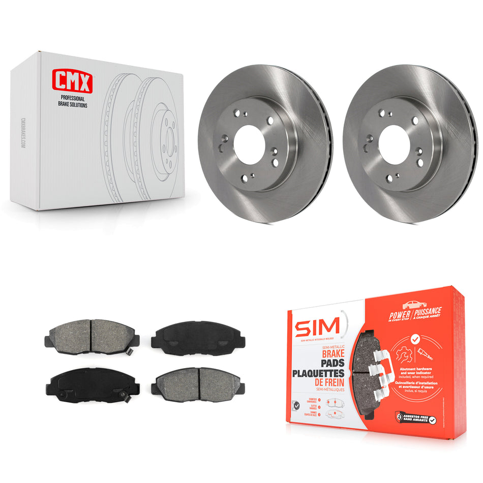 Front Disc Brake Rotors And Semi-Metallic Pads Kit For Honda Civic K8S-100382
