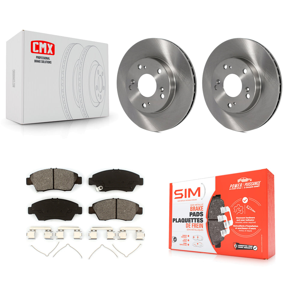 Front Disc Brake Rotors And Semi-Metallic Pads Kit For Honda Civic Acura RSX CR-Z K8S-100383