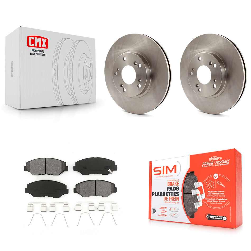 Front Disc Brake Rotors And Semi-Metallic Pads Kit For 2002-2004 Honda CR-V K8S-100385