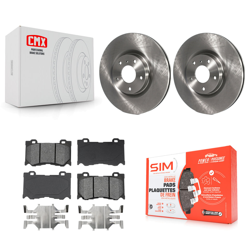 Front Disc Brake Rotors And Semi-Metallic Pads Kit For 2017-2018 INFINITI Q70 Hybrid With Sport Package K8S-100444