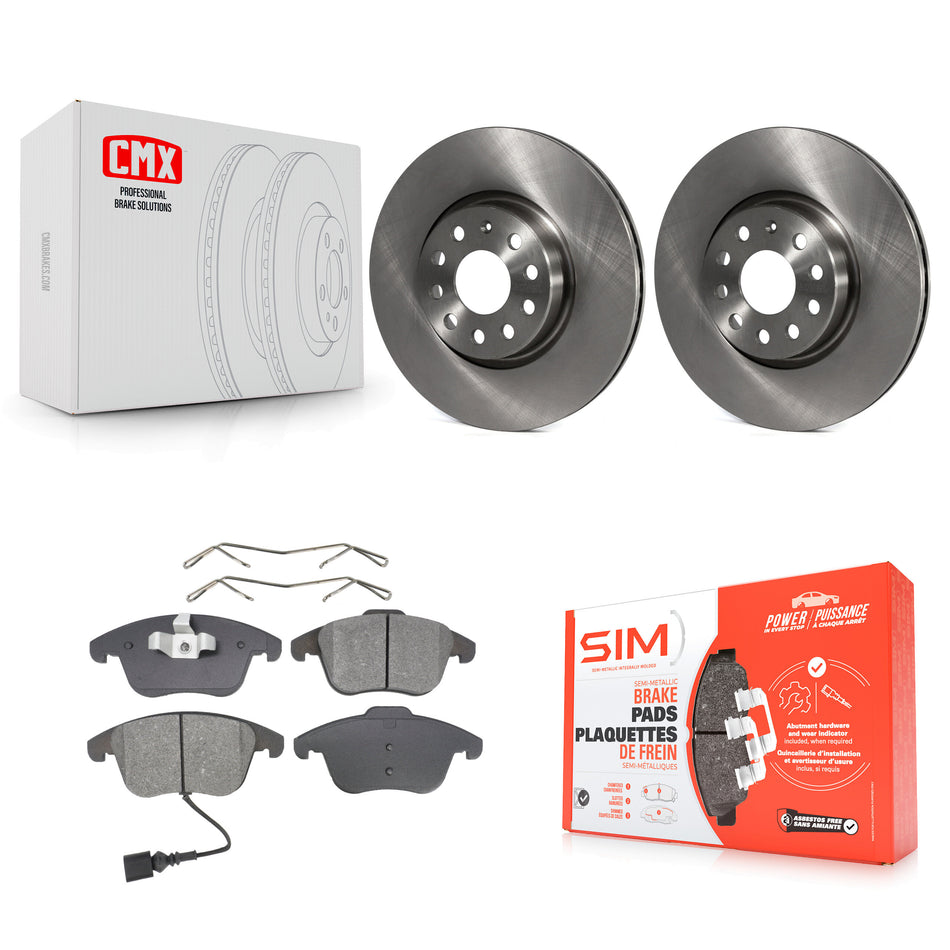 Front Disc Brake Rotors And Semi-Metallic Pads Kit For Volkswagen Passat Tiguan Audi Q3 Quattro Limited K8S-100471