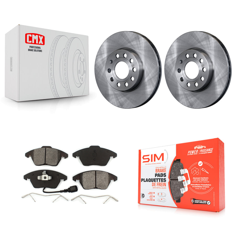 Front Disc Brake Rotors And Semi-Metallic Pads Kit For Volkswagen Jetta Beetle Golf Rabbit Eos Audi A3 GTI Quattro K8S-100483