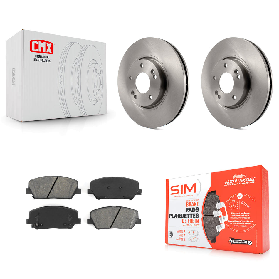 Front Disc Brake Rotors And Semi-Metallic Pads Kit For Hyundai Veloster Kia Forte Koup K8S-100487