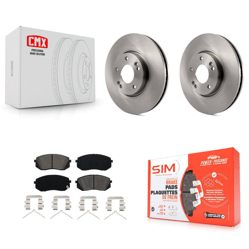 Front Disc Brake Rotors And Semi-Metallic Pads Kit For 2016 Hyundai Sonata FULL HYBRID EV-GAS (FHEV) engine K8S-100492
