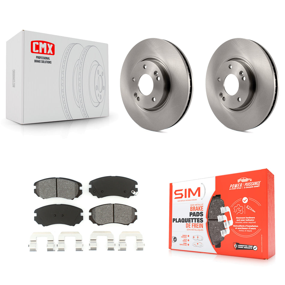 Front Disc Brake Rotors And Semi-Metallic Pads Kit For 2006-2010 Hyundai Sonata 3.3L K8S-100493