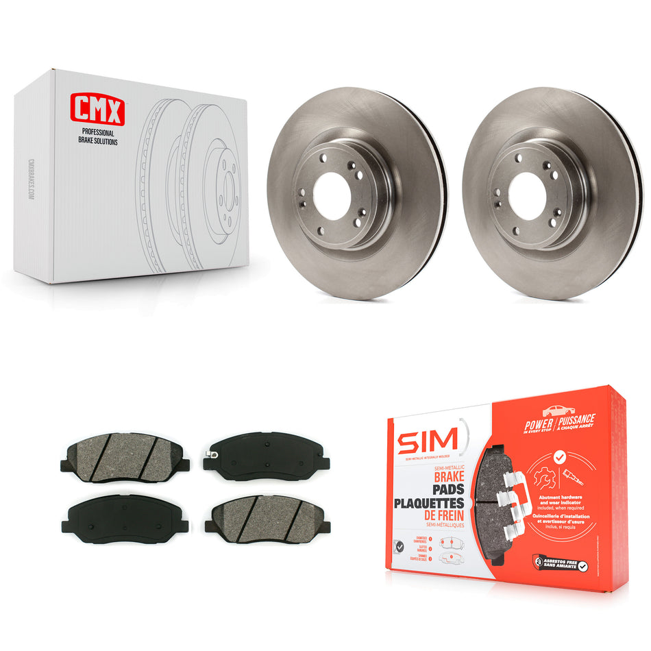 Front Disc Brake Rotors And Semi-Metallic Pads Kit For 2009-2011 Hyundai Genesis 3.8L K8S-100575