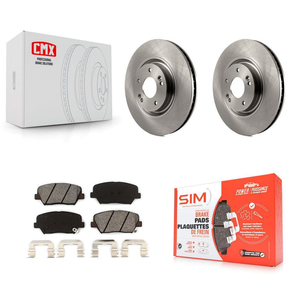 Front Disc Brake Rotors And Semi-Metallic Pads Kit For 2012-2017 Hyundai Azera K8S-100609