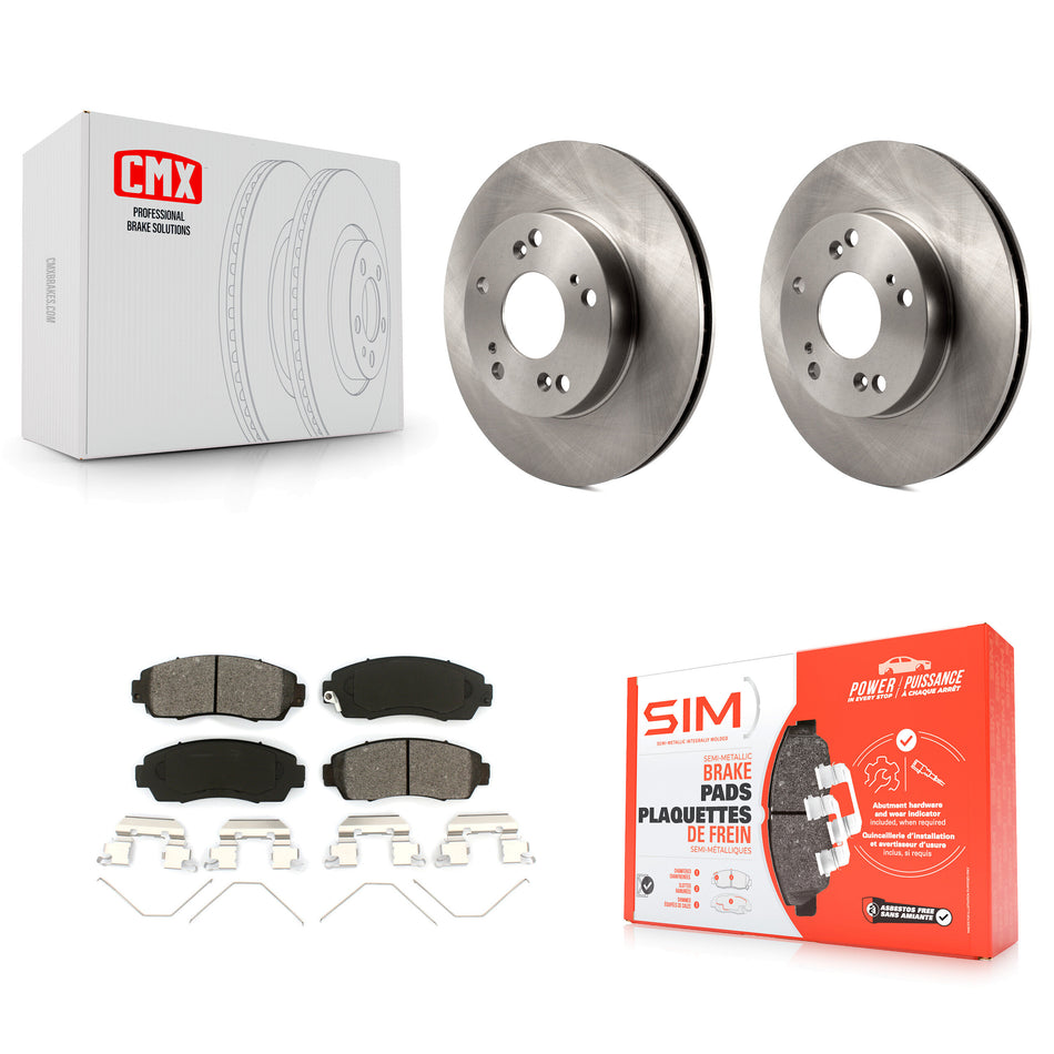 Front Disc Brake Rotors And Semi-Metallic Pads Kit For 2015 Honda Civic LX SE with Manual transmission K8S-100617