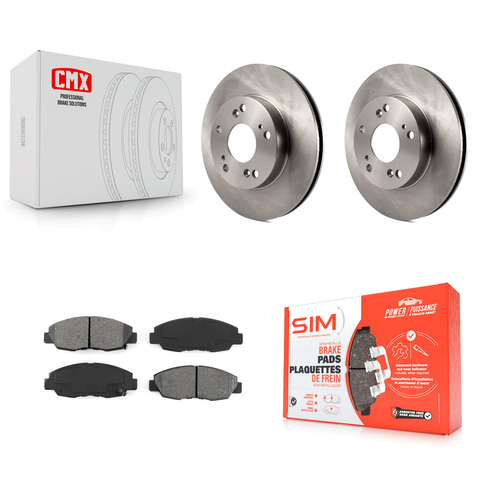 Front Disc Brake Rotors And Semi-Metallic Pads Kit For Honda Civic K8S-100618
