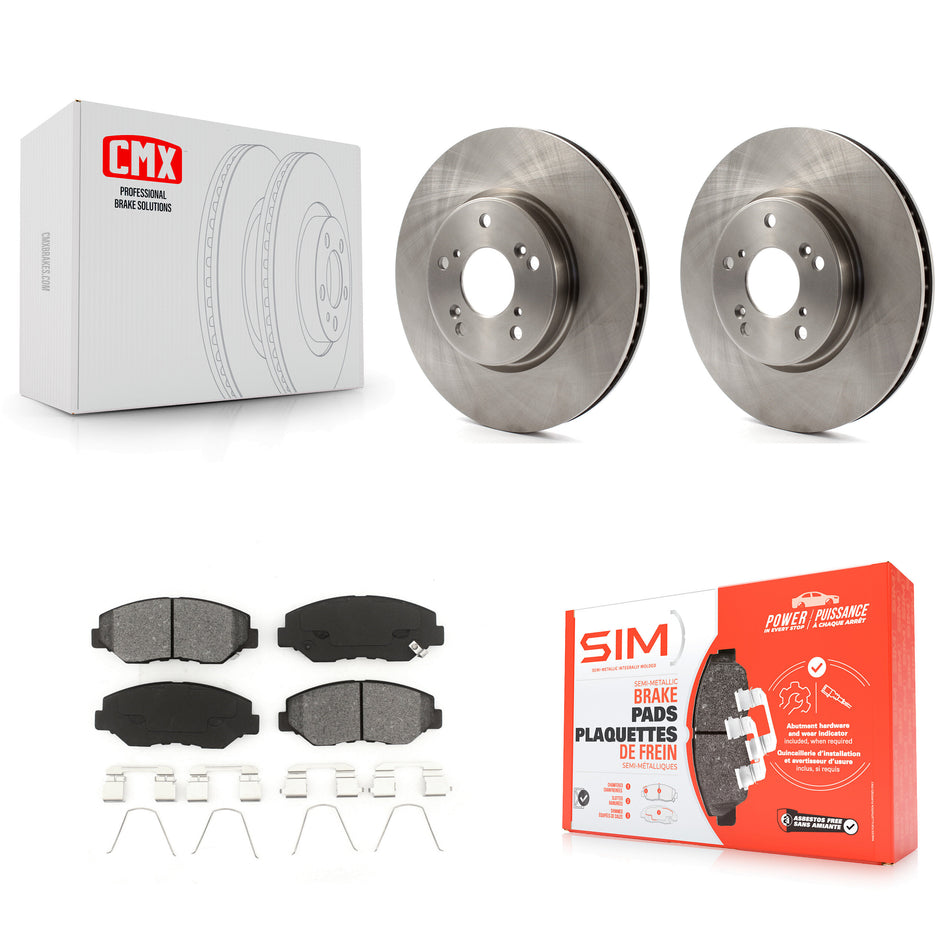 Front Disc Brake Rotors And Semi-Metallic Pads Kit For 2015 Honda Civic EX with Manual transmission K8S-100639