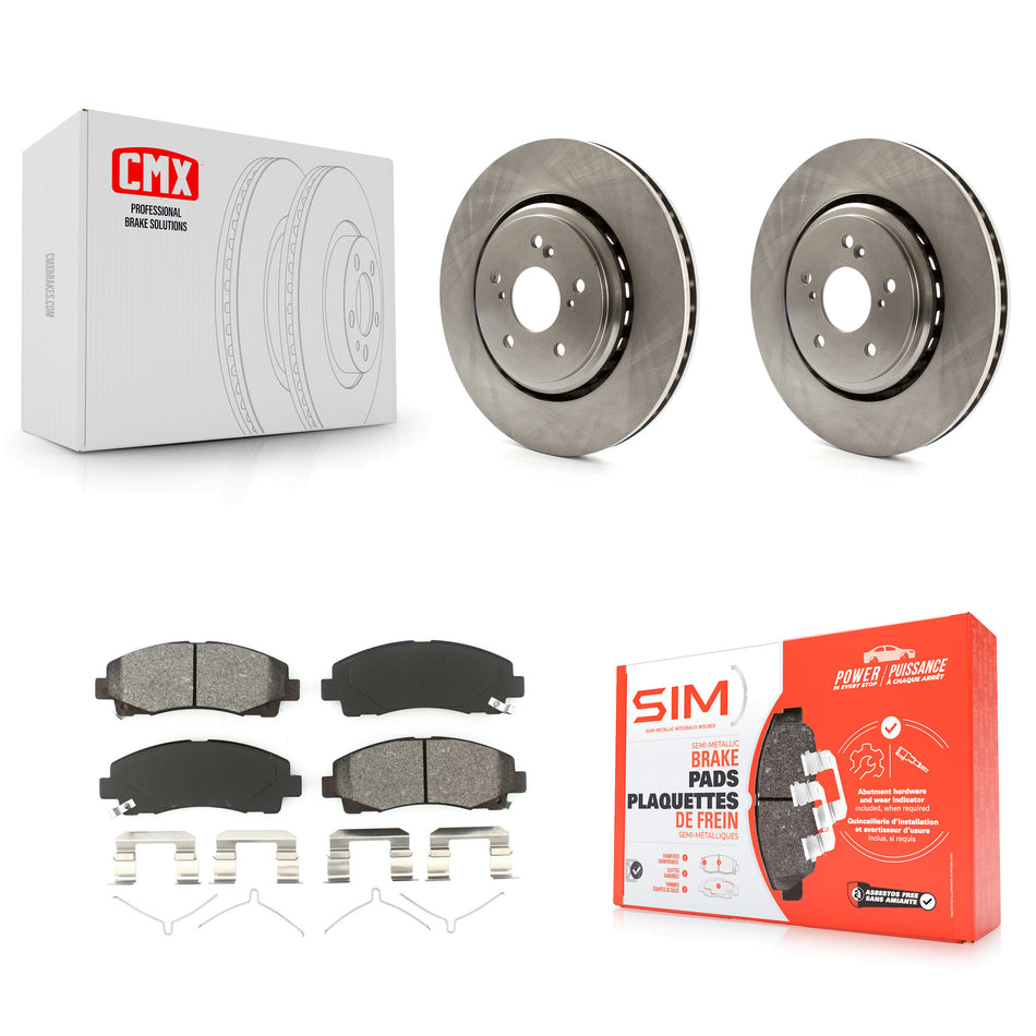 Front Disc Brake Rotors And Semi-Metallic Pads Kit For 2015-2020 Acura TLX K8S-100646