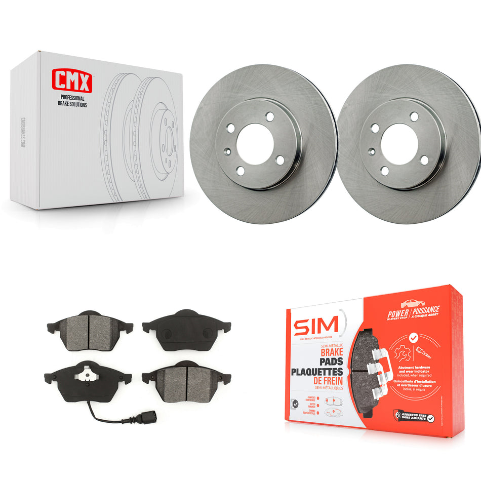 Front Disc Brake Rotors And Semi-Metallic Pads Kit For 1996-1998 Volkswagen Jetta 2.8L With 256mm Diameter Rotor K8S-100671