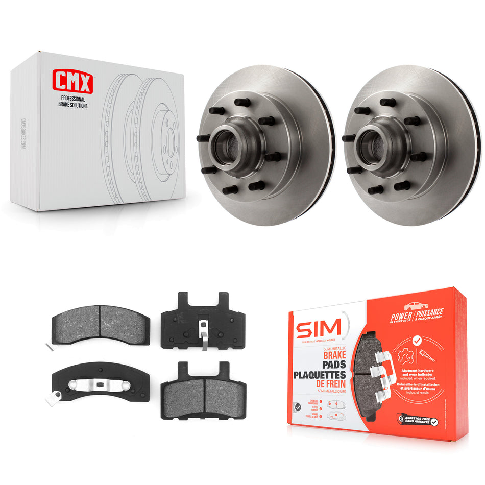 Front Disc Brake Rotors Hub Assembly And Semi-Metallic Pads Kit For Chevrolet Tahoe GMC C2500 Express 3500 C3500 C1500 Suburban 2500 Savana Yukon K8S-100684