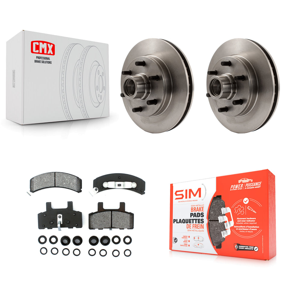 Front Disc Brake Rotors Hub Assembly And Semi-Metallic Pads Kit For Chevrolet C2500 Express 2500 GMC Savana K8S-100685