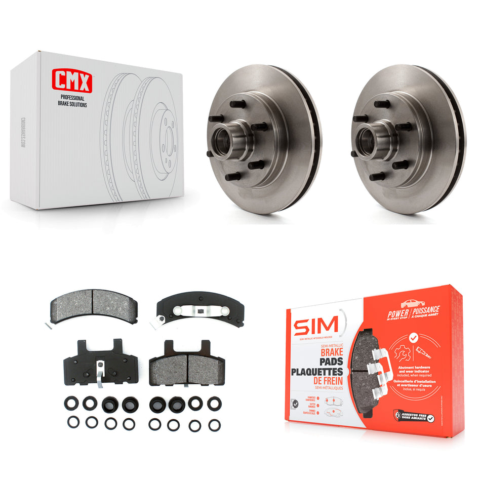 Front Disc Brake Rotors Hub Assembly And Semi-Metallic Pads Kit For Chevrolet C2500 Express 2500 GMC Savana K8S-100685