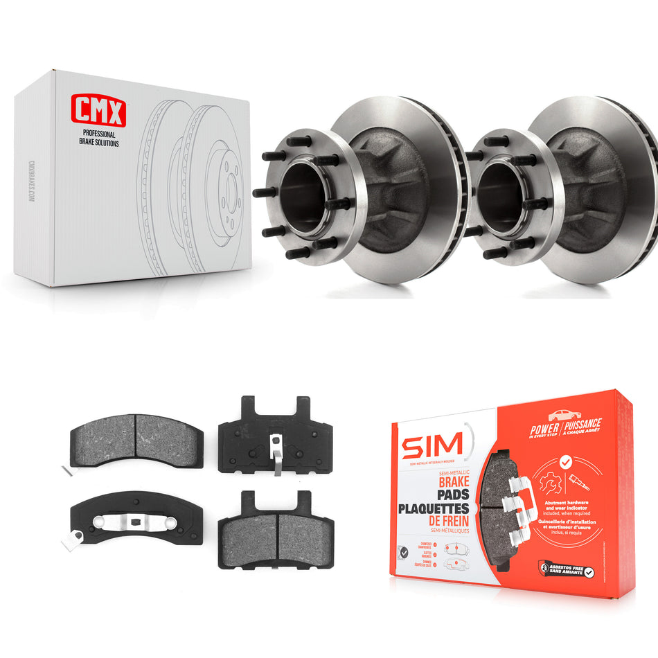 Front Disc Brake Rotors Hub Assembly And Semi-Metallic Pads Kit For Chevrolet Express 3500 C3500 GMC Savana C35 K8S-100686