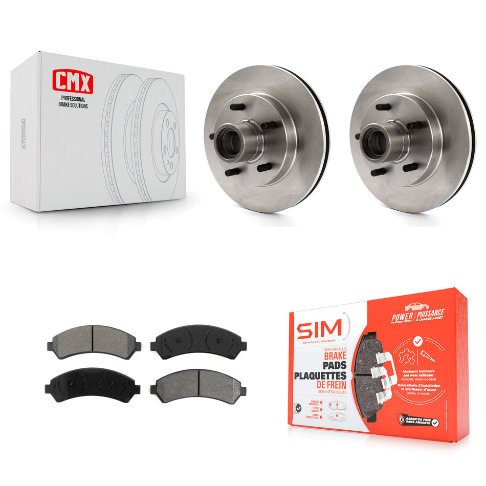 Front Disc Brake Rotors Hub Assembly And Semi-Metallic Pads Kit For 2000 Chevrolet Blazer RWD K8S-100688